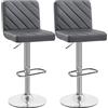 Yaheetech Set 2 Sgabelli Bar Alti Cucina Moderni Design Altezza Regolabile in Similpelle con Schienale Poggiapiedi Girevole 360° Da Penisola Grigio Scuro