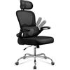 DEVAISE Sedia Ufficio Ergonomica con Supporto Lombare Regolabile, Funzione dondolante, Poggiatesta 3D Regolabile, Braccioli Ribaltabili a 90°, Schienale in Rete Traspirante - per Ufficio - Nero
