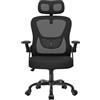 rattantree Sedia da Ufficio, Poltrona Ufficio Ergonomica, Con Braccioli Regolabili e Poggiatesta, Sedia Scrivania Girevole e Regolabile in Altezza, Seduta Ergonomica Traspirante, Per Lavoro, Nera