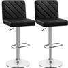 Yaheetech Set 2 Sgabelli Bar Alti Cucina Moderni Design Altezza Regolabile in Similpelle con Schienale Poggiapiedi Girevole 360° da Penisola Nero