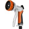 RESTMO Pistola Irrigazione Giardino, Alta Pressione Pistola Piardino Acqua, Spruzzatore in Metallo con 7 Modelli, per Irrigazione di Piante, Lavaggio Auto, Doccia per Animali Domestici -Arancia