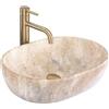 Rea - Lavabo Da Appoggio Amelia Savana Matt In Ceramica,Pietra Artificiale, Ovale 48X34,5X13,6cm