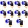 ANGEEK set da 10 pezzi, 10 mm - 1/4, raccordi pneumatici a gomito a 90° con filettatura maschio PT, adatti per il collegamento rapido di tubi flessibili, accessori compressori d'aria