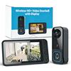 Winnes Video Campanello Videocitofono senza fili da esterno Spioncino Digitale Citofono con Telecamera Ultra Grandangolo HD Schermo IPS da 4,5 Audio Bidirezionale,Senza WiFi/APP Abbonamento