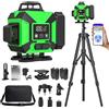 Kujizpu Livella Laser Autolivellante con Treppiede, 4 x 360° Laser a Linee Incrociate, Livella Laser Verde Regolabile Luminosità, Dispositivo di Livellamento con 2 x 3600 mAh Batteria per cantieri Interni DIY