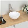 J-FAMILY Lavabo da 28,9 cm con vaschetta da bagno sopra il bancone, rotondo, in ceramica, colore: bianco