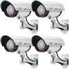 ERWEY 4 Pezzi Telecamera Finta di Sicurezza, Telecamera di Sorveglianza CCTV Simulata per Uso Interno o Esterno con Luce LED Lampeggiante (Argento)