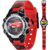 Accutime Disney Pixar Cars - Orologio per bambini con quadrante lampeggiante, display LCD, cinturino in plastica regolabile, perfetto per ragazzi e ragazze, Rosso, Automobili