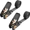 TRIWONDER Cinghie a cricchetto 1m, 2m, 3m, 5m, portata 800kg, larghezza 25 mm, cinghie a cricchetto per moto, kayak e camion, rimorchio (01 Nero - 2 pezzi, 2m)