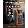 Featou Avviatore di emergenza con compressore d'aria e gonfiatore pneumatici, batteria per auto da 5000 A (per benzina da 10 litri o diesel da 8 litri) 12 V Jump Starters Power Bank con cavi di avviamento