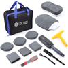 GES Kit di strumenti per la pulizia dell'auto, kit di 12 pezzi di alta qualità per la pulizia dell'auto con guanto in microfibra, asciugamano e spazzole, kit completo per la pulizia di ruote, interni
