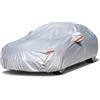 kayme Telo Copriauto, Kayme Copertura per Auto Impermeabile Anti UV Anti Vento Antipolvere a 6 Strati con Cerniera e Felpato, Compatibile Con Audi A3, CLA, Corolla, Mazda 3 Berlina, (da 450 a 470cm) 3L