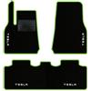 QUEMAR Tappetini Auto compatibili con Tesla Model Y dal 2020 anche Juniper/Kit Tappeti Moquette e Gomma su Misura (Set 2 Anter.+1 Poster.)/ Ricami e Colori Personalizzati (Bordo V.Acido, 4 Ricami)