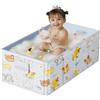 ROUSKY Vaschetta Bagnetto Neonato Pieghevole, Vaschetta Bagno Bambino Portatile 0-3 Anni, Vasca per Neonati Salva Spazio con Motivo Animale, in PVC, per Doccia, Viaggio e Casa, Gialla