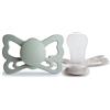FRIGG Butterfly Confezione da 2 Ciucci | Ciuccio in Silicone | Senza BPA | Prodotto in Danimarca | Tettarella Anatomica | Sage/Silver Gray (Taglia 2 (6-18 Mesi))