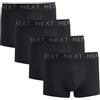 NEXT Boxer Uomo Multipack, Mutande da Uomo in Cotone Elasticizzato con Elastico in Vita, Pacco da 4 Mutande da Uomo Boxer Nero XS
