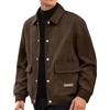 DASONLUE Giacca da uomo in velluto a coste con bottoni, resistente all'abrasione, lunga durata, giacca invernale Corduroy, con colletto rovesciato, giacca per le mezze stagioni, con tasche, caffè, 4XL