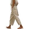 CrystErzoix Pantaloni Lino Donna Estivi Leggeri Pantaloni Freschi 7/8 con Elastico in Vita Pantalone Larghi Casual Comodo, Kaki M