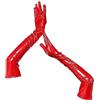 FEOYA Tuta corta da donna, sexy, per feste, senza spalline, in similpelle, effetto bagnato, in lattice, guanti lunghi in lattice, A1-rosso, M
