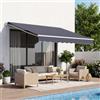 VEVOR Tenda da Sole Retrattile Manuale 250 x 200 cm per Esterni, Copertura Retrattile in Poliestere Impermeabile Colore Grigio, con Manovella Regolabile, per Negozio Terrazzo Vetrina Porta Finestra