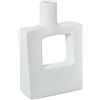 DRW Vaso da tavolo con foro in ceramica, bianco, 25 x 17 x 7 cm