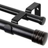 TONIAL Bastone per tende doppie da 1 pollici per finestre da 167 a 300 cm, resistente, decorativo, da 32 a 344 pollici, con terminale classico, nero