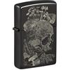 Zippo - Accendino tempesta con motivo teschio fungo, nero lucido, foto immagine, ricaricabile, riutilizzabile, antivento, confezione regalo, made in USA