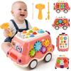 LTFIOON Giochi Bambini 1 Anno, Montessori Autobus Musicali, Giocattoli Bambini 1 2 Anni, Giochi Montessori 1 2 Anno, Regalo di Compleanno per Bambini di 1-2 Anni (Rosa)
