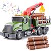 G.C Tacobear Camion da Trasporto in Legno Grande 1:16 con Luci, Suoni e Gru di Carico - Trasportatore Soccorso - Regalo per Bambini 3-6 Anni