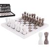 MARBLE RANGE Set di scacchi in marmo per adulti, gioco da tavolo fatto a mano da 12 pollici con 32 pezzi degli scacchi, 2 regine extra e scatola portaoggetti, regalo per la casa (White & Oceanic)