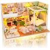 Cuteefun Casa delle Bambole con Vetrina Protettiva Antipolvere, Kit DIY Miniature con Luci LED, Oggetto Decorativo, per Adulti e Adolescenti, Idea Regalo per Natale e Compleanno (Angolo dei Fiori)