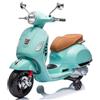 sun baby Moto elettrica per bambini Vespa, Motocicletta con ruote e sedile in plastica, lettore MP3, presa AUX USD MicroSD (Turchese - senza valigetta)