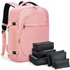 Lekespring Zaino da Viaggio Grande Zaino Bagaglio a Mano, Zaino da Viaggio Aereo Bagaglio a Mano con Organizer Valigie 6 Pezzi Set, Borse da Cabina per Easyjet 45x36x20, Nero