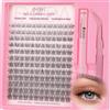EMEDA Kit EMEDA Ciglia a Ciuffi con Colla e Sigillante e Pinzette | Extension Ciglia fai da te | Ciuffi Scuro Naturale | 8-14mm mix Lash Clusters kit