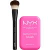 NYX Professional Makeup Buttermelt Blush in Polvere 01 My Butta Half con Burro Mango Mandorle e Karité + Pennello Viso Pro Brush Buffing con Setole Arrotondate - Set da 2