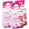 Veet EasyWax Ricarica per Scaldacera Roll-On Elettrico con Burro di Karitè per Depilazione Gambe e Braccia per Tutti i Tipi di Pelle con Strisce in Tessuto e Salviette Idratanti - 3 Ricariche da 50ml