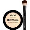 NYX Professional Makeup High Definition Finishing Powder Cipria 02 Banana in Polvere Finish Matte Compatta e Opacizzante + Pro Brush Buffing Pennello Viso Multiuso Professionale - Set da 2