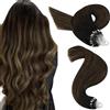 Easyouth Extension Micro Ring Capelli Veri Balayage Marrone Microring Extension Capelli Veri Ombre Marrone Scuro Medio Micro Ring Loop Human Hair Extension Lunghi #2/8/2 55cm 50g 50s