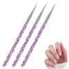 AYBUY Pennelli Unghie Gel, 3 Pezzi Pennelli per Unghie con Manico con Strass e Setole in Nylon, Strumenti per la Nail Art per UV Gel Disegno e Decorazioni, Viola