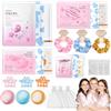 SHOPPGO 30 sacchetti regalo per spa e pigiama party, set regalo per la cura della pelle da donna, set regalo per la cura della pelle con mascherine per gli occhi, maschere per labbra, maschera di argilla