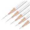 AYBUY Set Pennelli per Nail Art, 5 Pezzi Pennelli per Unghie, Pennelli Liner di Precisione per disegnare e punteggiare le unghie, Disegnare Linee Fini Attrezzo, dimensioni 7/9/11/15/25 mm, Bianco