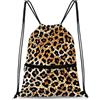 Generic Sportiva Sacche Leopard Print Borsa con Coulisse Durevole Sport Gym Sacca Borsa Portatile per Scuola Shopping