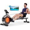 Dripex Vogatore da Casa Silenzioso con 16 Livelli di Resistenza, Doppio Binario Stabile, Schermo LCD, Bluetooth App, Portata 160 kg - Ideale per Allenamento Completo a Casa (Arancione)