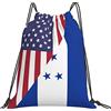 Generic Zaino con Coulisse America Honduras Friendship Flag Sportiva Zainetto Pieghevole Sacchetta Sportiva Grande capacità Drawstring Backpack per Spiaggia Vacanze Viaggi