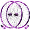ZXGSXIOU Set di ruote per bicicletta in lega di alluminio da 26/27,5/29 pollici, cerchio con rivetti, 4 cuscinetti sigillati, colore viola, per bici ibride/MTB, cassetta a 7-12 velocità con 32 fori.