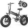 ZAZAWORK CF1000 Bici Elettrica Pieghevole Fat Bike 20x4.0 Pollici per Adulti, Batteria 48V 20Ah fino a 120 km, 60 Nm,7 Velocità, Freni Idraulici, Doppia Sospensione, E-Bike Off-Road (Bianco e rosso)