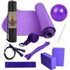 Fruusv Yoga Kit, Esercise Mat with Yoga Blocks, Latex Resistance Band, Stretching Band to Your Flexibility, Non Slip Supportive, Complete Fitness Equipment for Home and Gym