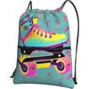 Generic Sportiva Sacche Colorful Roller Skates Print Borsa con Coulisse Durevole Sacche Zaino Pieghevole per Compleanno Regalino Viaggio