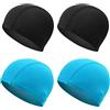 NITAIUN 4 cuffie da nuoto per adulti e bambini, unisex, in tessuto elasticizzato, comode e leggere, colore nero e blu