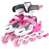Omquot Pattini a rotelle regolabili e divertenti per bambini, ruote luminose resistenti agli urti, per ragazzi e ragazze, materiale in rete, taglia 35-38 (rosa)
